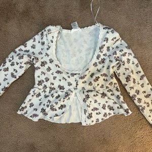 White floral slit top